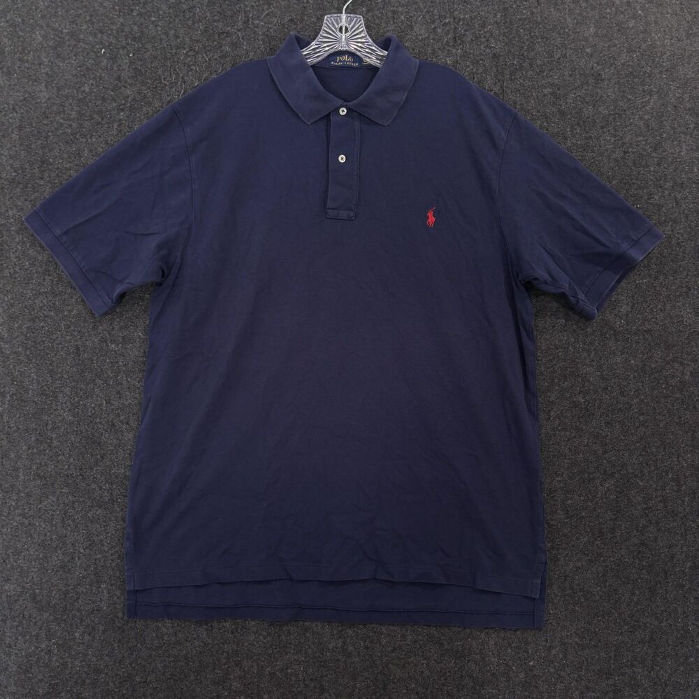 Polo Ralph Lauren Shirt Men's XLT Navy Blue Cotton Big Tall Pony Preppy Casual